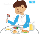 A boy who are eating as much as possible.