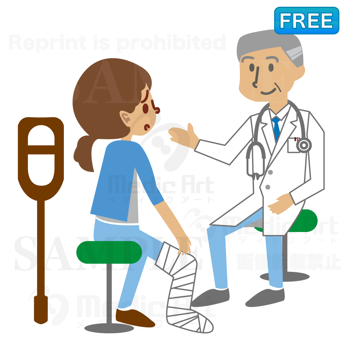 A woman who has an orthopedics doctor examine a right foot bone fracture.