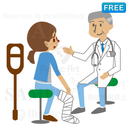 整形外科医に診てもらっている女性