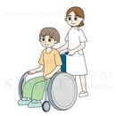 車いす生活の患者さんと看護師さん