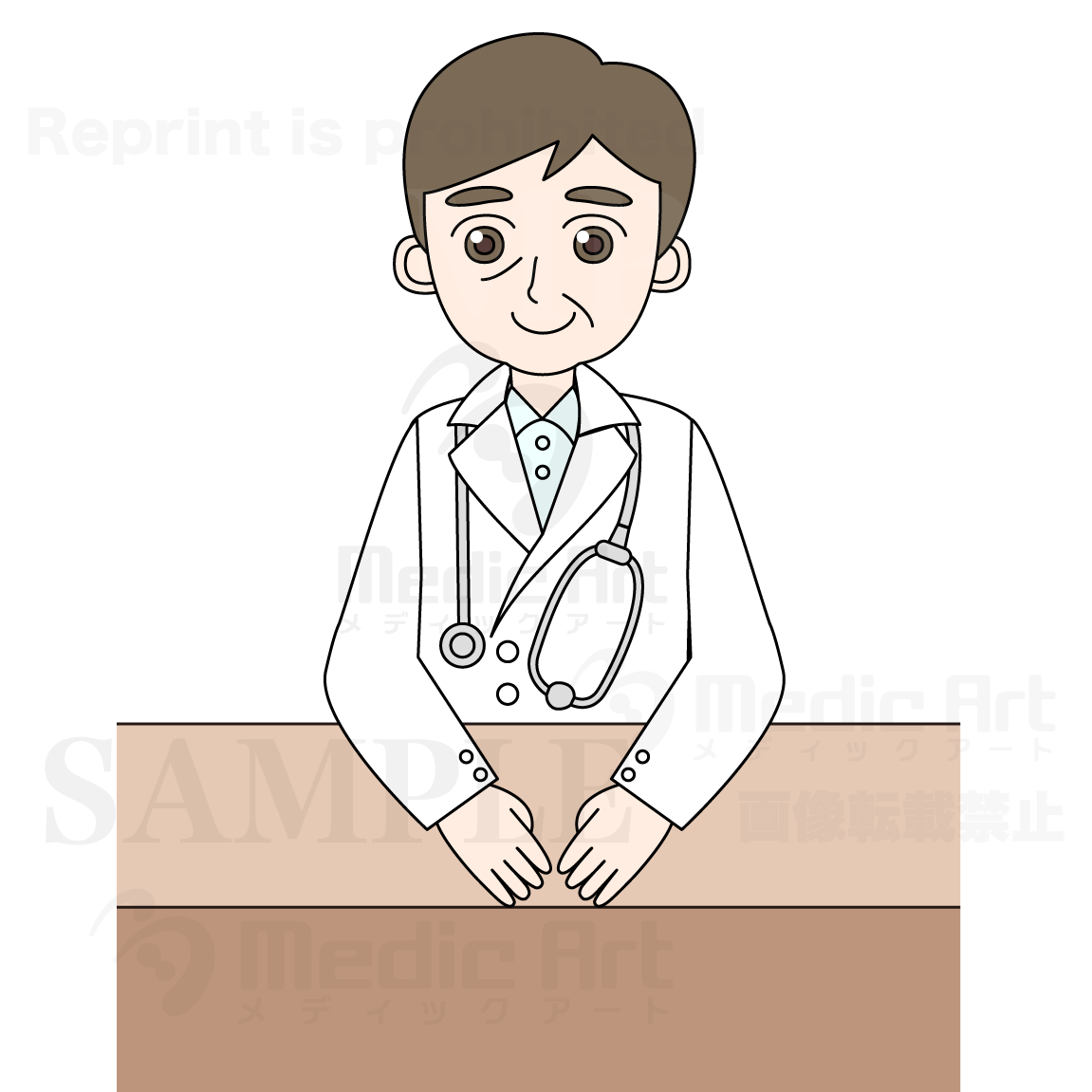 A doctor sitting in front of a desk