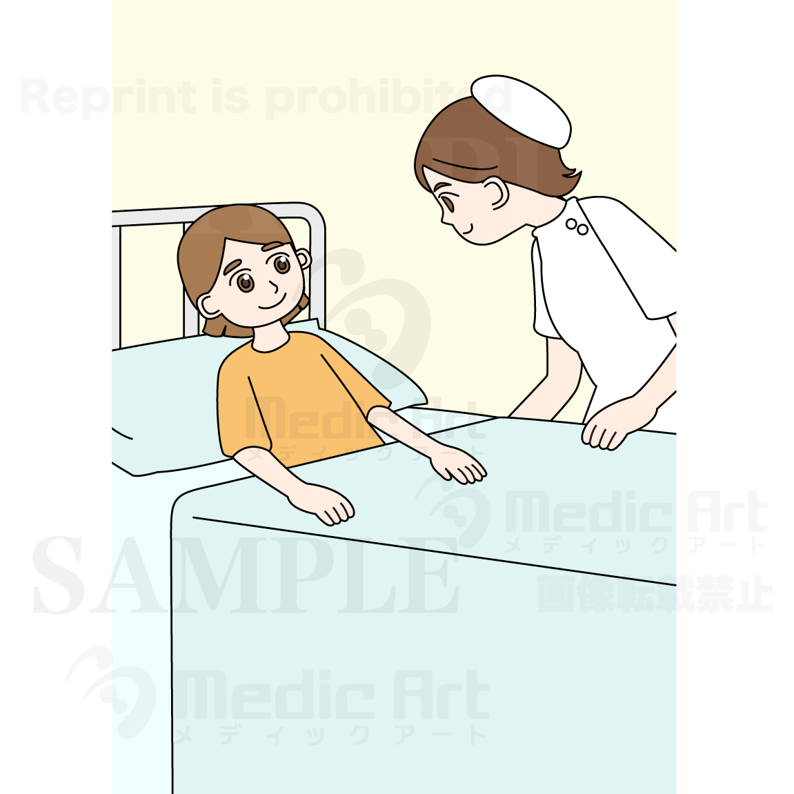 入院中の患者さんと看護師さん1