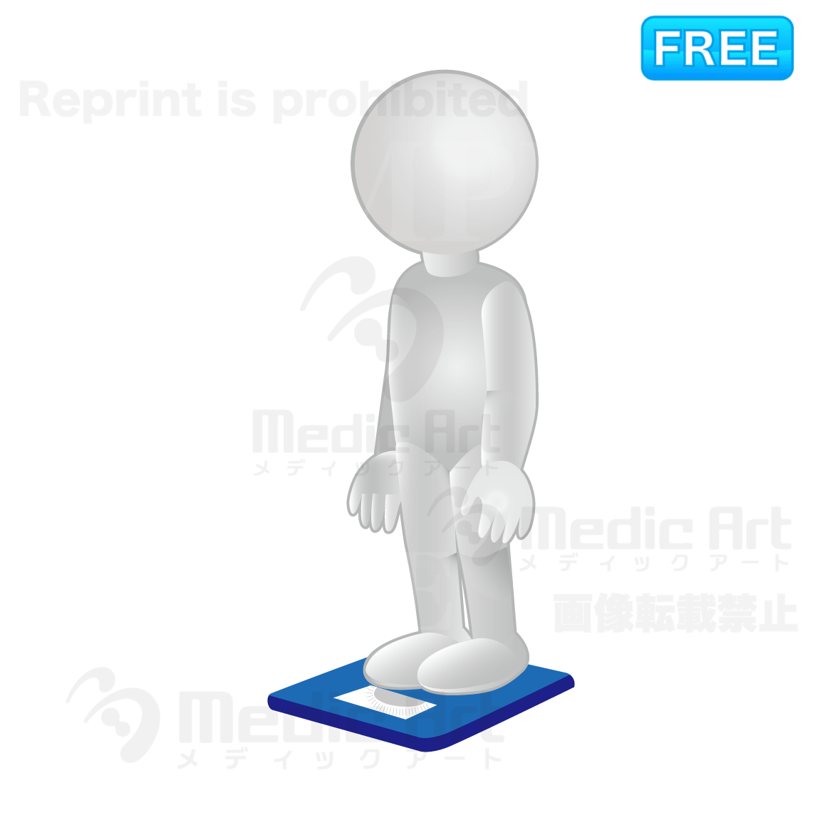 体重測定中の3D白人間