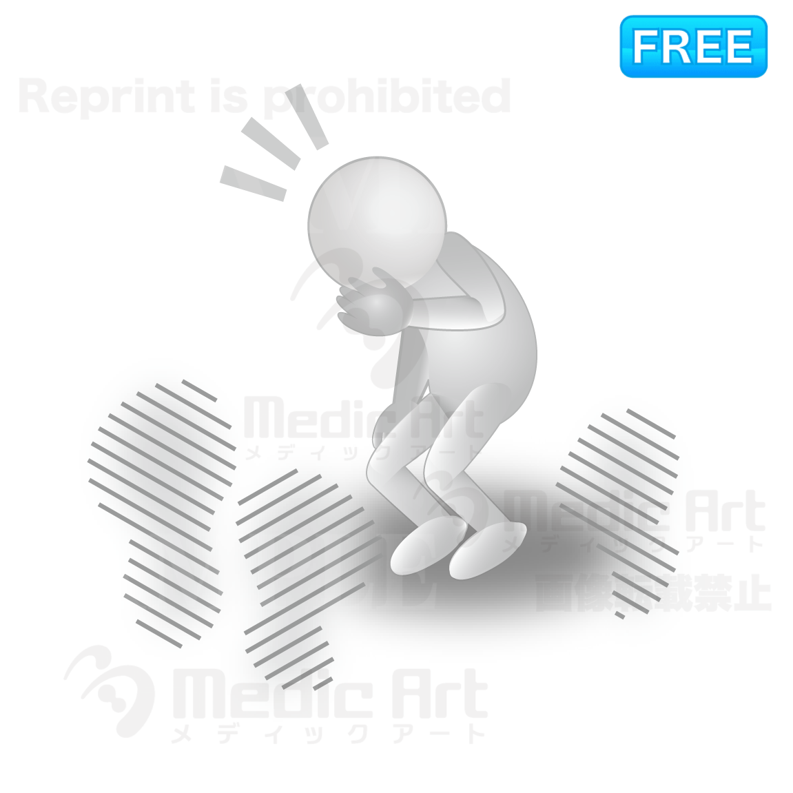 不安でドキドキしている3D白人間