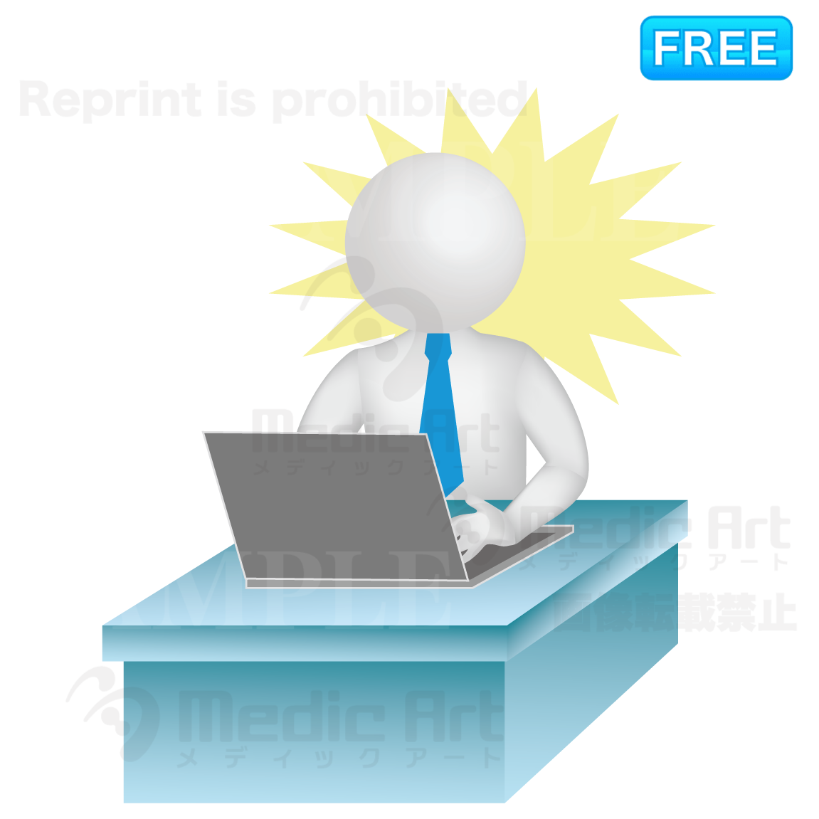 テキパキ仕事をこなす3D白人間