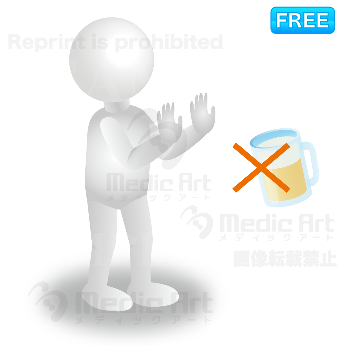 3D white human being who decided to quit drinking alcoholic drink.