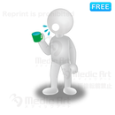 うがいをしている3D白人間