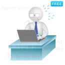 仕事が全くできず焦っている3D白人間