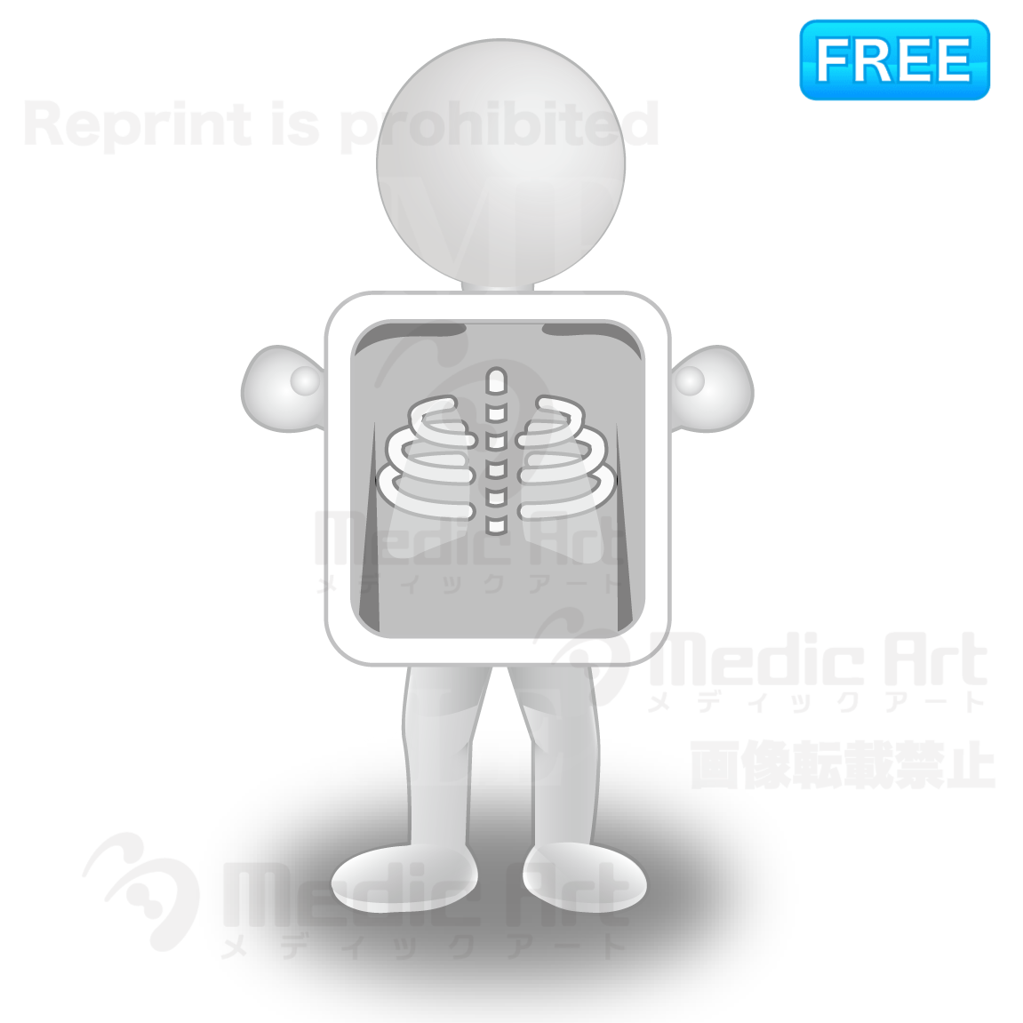 レントゲン検査を受けてた3D白人間