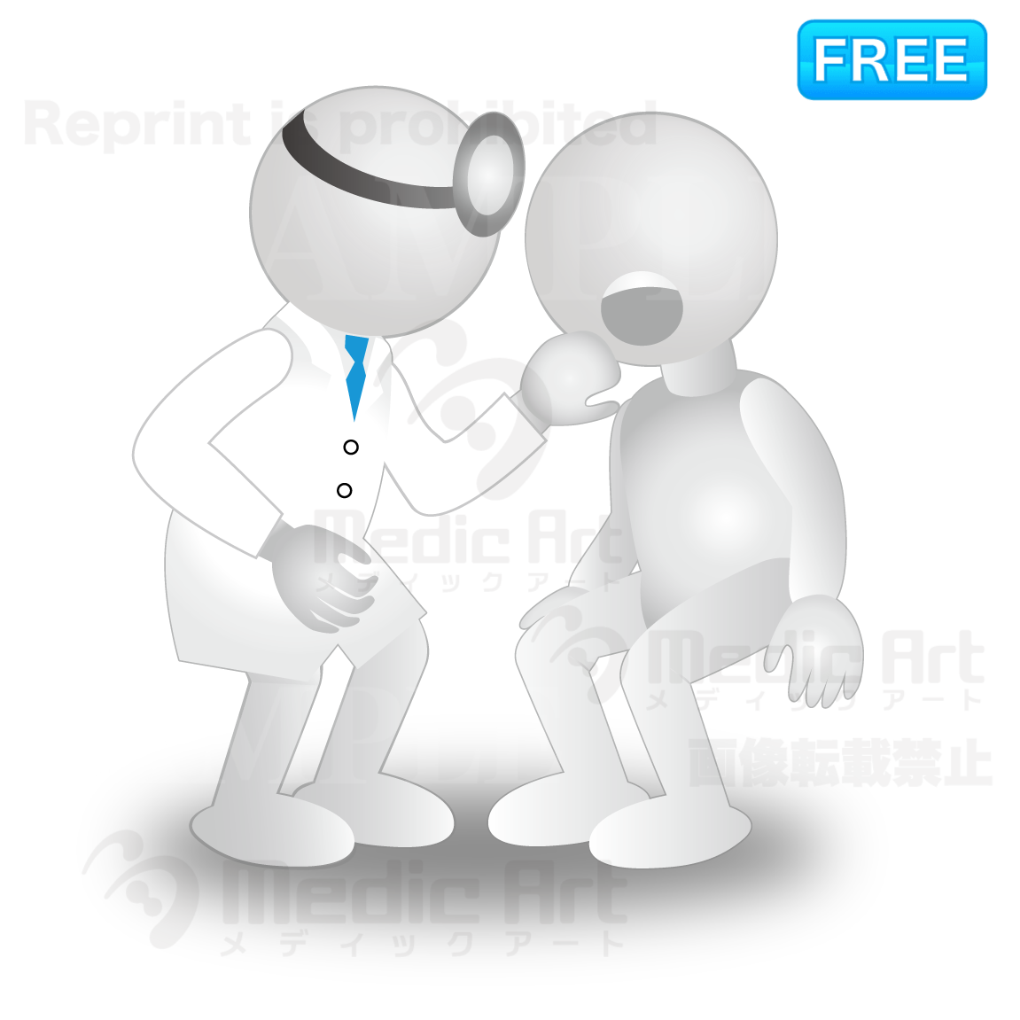 3D white human being who is taking dental check. 