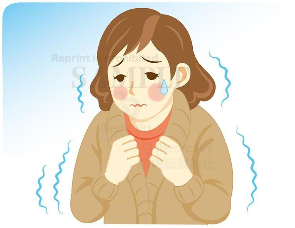 A woman having a cold fit
