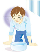 嘔吐（おうと）をしている男性