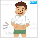 A man who are suffering from overweight/F1A man who is over weight because he has been eating too much. He may be needed to go on a diet?