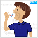 薬をのんでいる男性