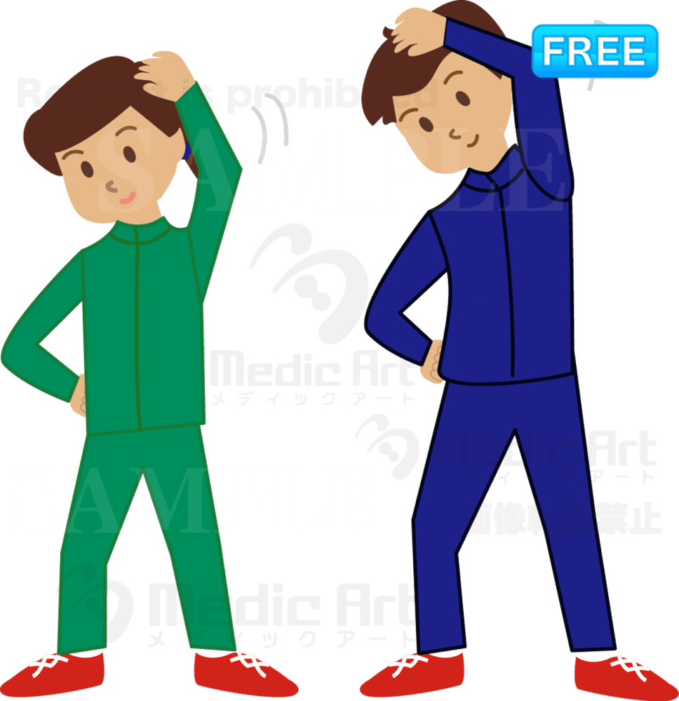 ラジオ体操をしている夫婦