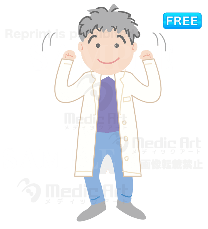 A doctor who is cheerful to himself. /F2