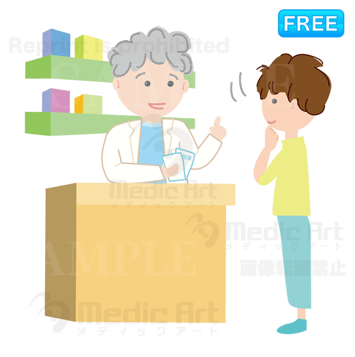 ほがらかな薬剤師さんの薬の説明にうなずく患者さん