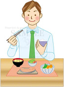 A man who has balanced meals 