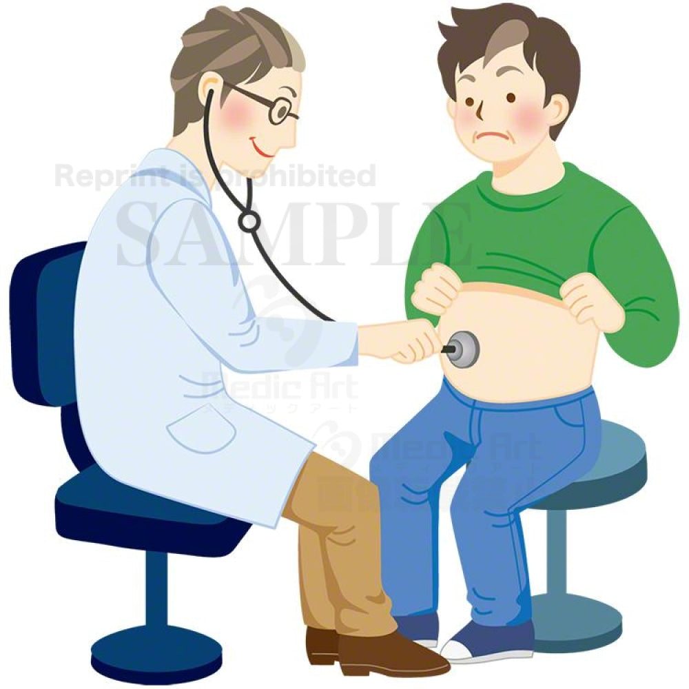 健康診断で、内科検診中の男性