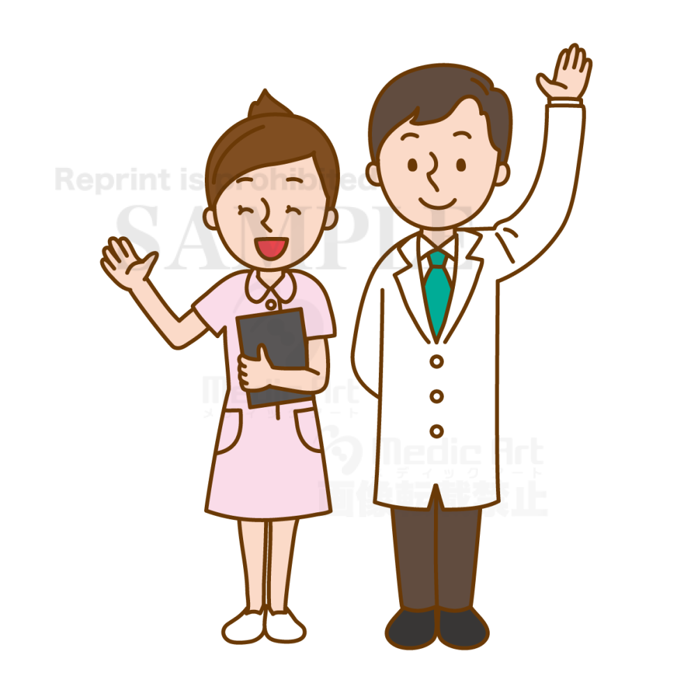 Doctor and nurses falling hands