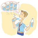 喉が渇き、水を飲みまくっている男性