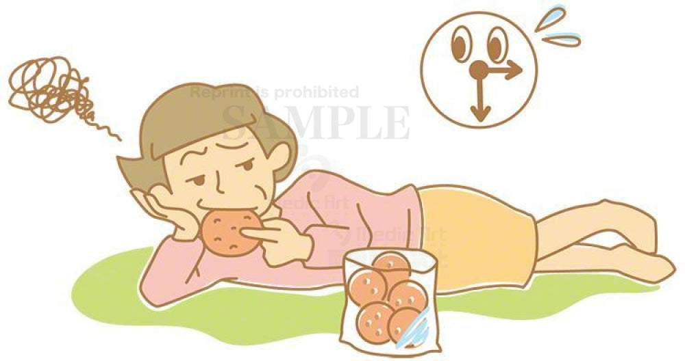 A woman who is always eating sweets and lack of exercise