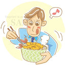  A man who are eating an unbalanced meal