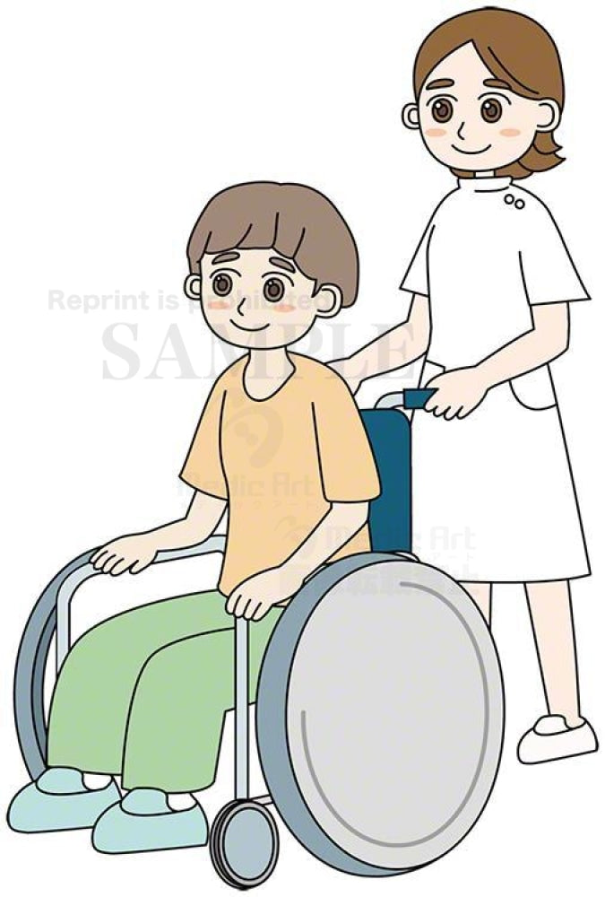 A patient in wheelchair-mobile and a nurse 