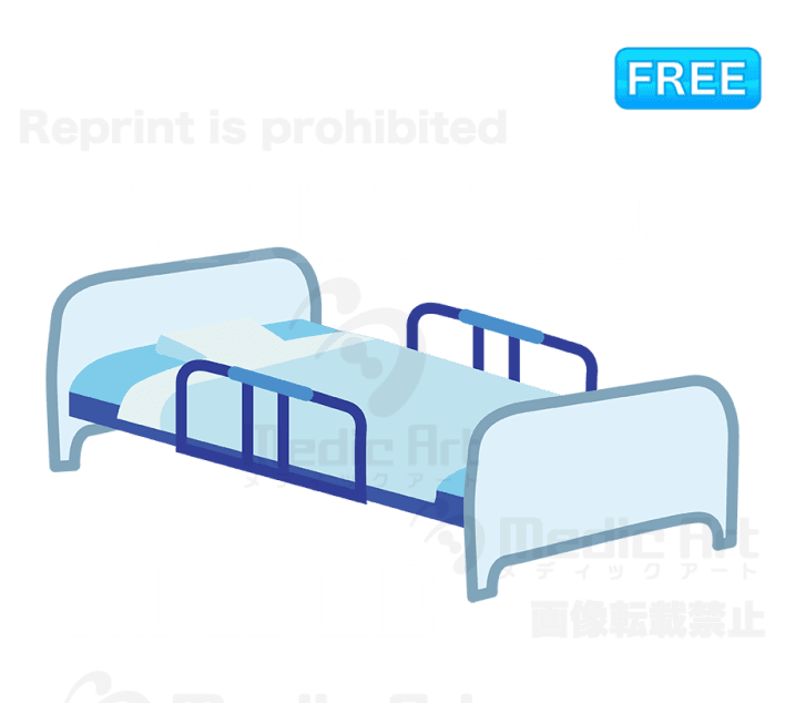 Hospital bed/F1− The bed of a sickroom with a handrail and prevent falling down.−