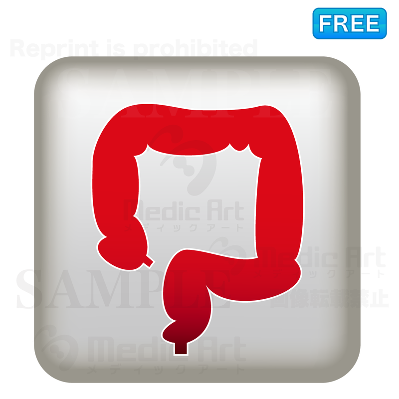 Simple button icon of large intestine/F3