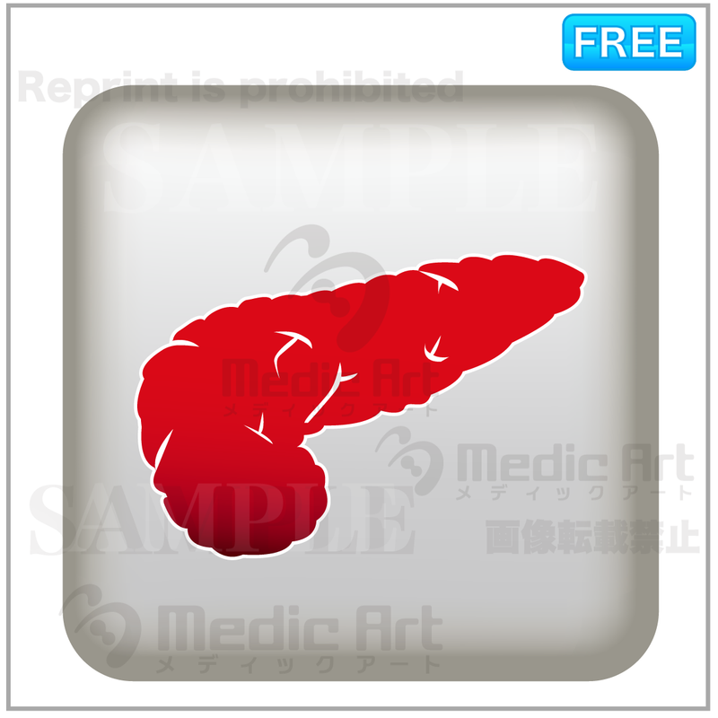 Simple button icon of pancreas/F3which there is behind stomach