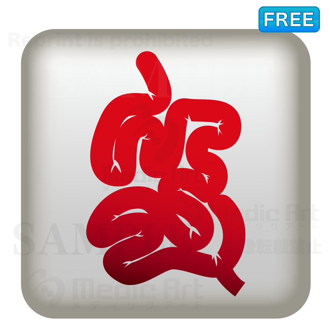 Simple button icon of small intestine/F3