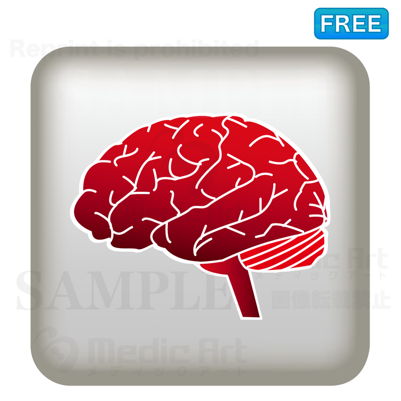 Simple button icon of brain/F３