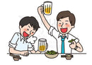 Illustrations that office workers make a toast with beer