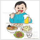 The Man who is drinking and eating too much