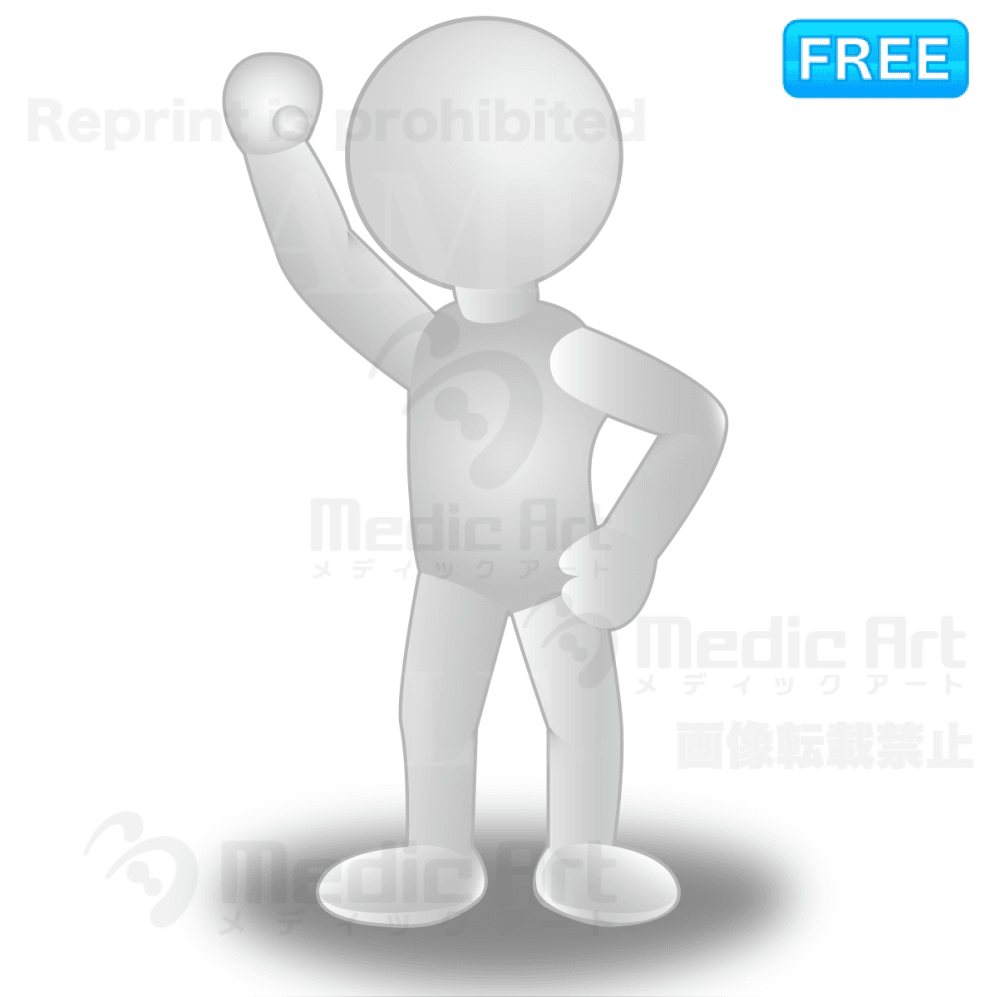 ガッツポーズをする3D白人間