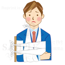 骨折の応急処置をしたビジネスマン