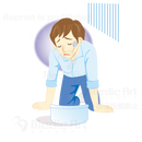 嘔吐（おうと）をしている男性