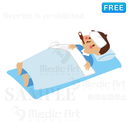 Ａ boy who caught cold and has fever. He is lying down.