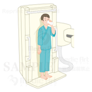 上部消化管X線造影検査（胃のバリウム検査）を受けている男性1