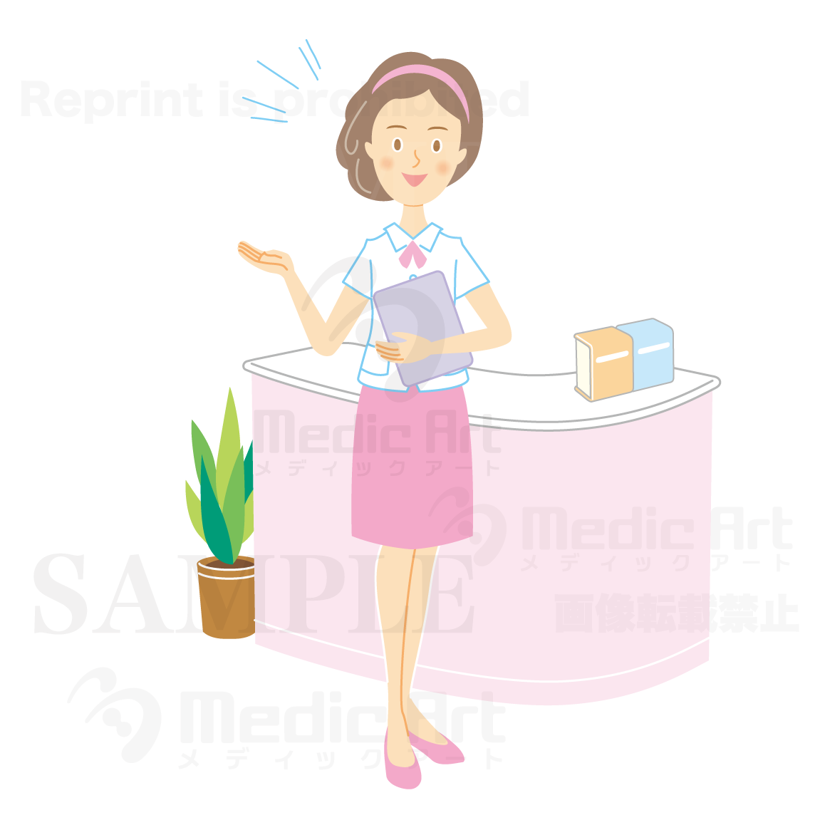 A receptionist who are guiding patients.